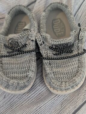 Hey Dude Kids Gray Knit Slip-On Sneakers with Black Trim